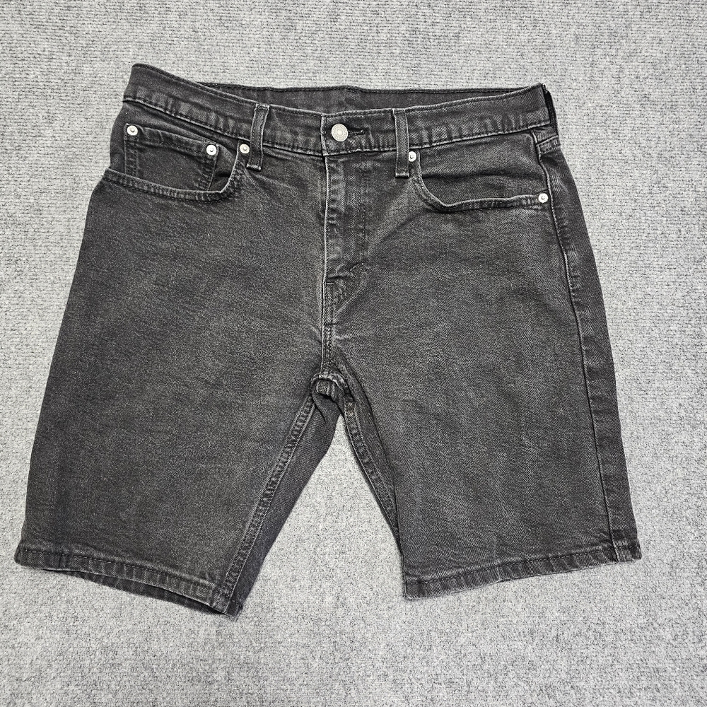 Levis 405 Black Jean Shorts Mens 32 Black 10in Stretch 5-Pocket Jorts Denim